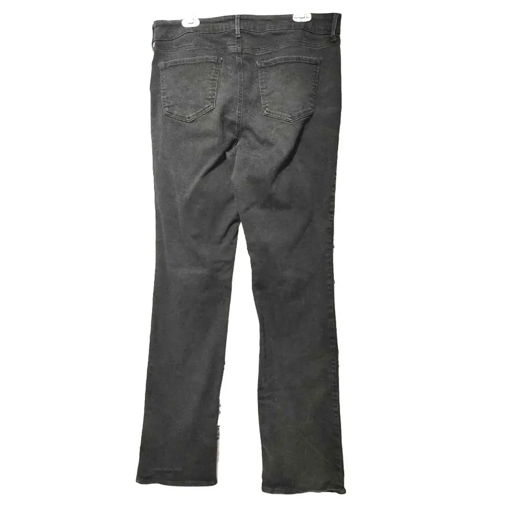 NYDJ Marilyn Straight Jeans Mid Rise Slim Fit Black Denim Womens Plus Size 14